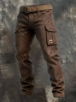 Cargo Trousers – Multi-Pocket Brown – Relaxed Fit – Men's Utility Casual Australia in Brown