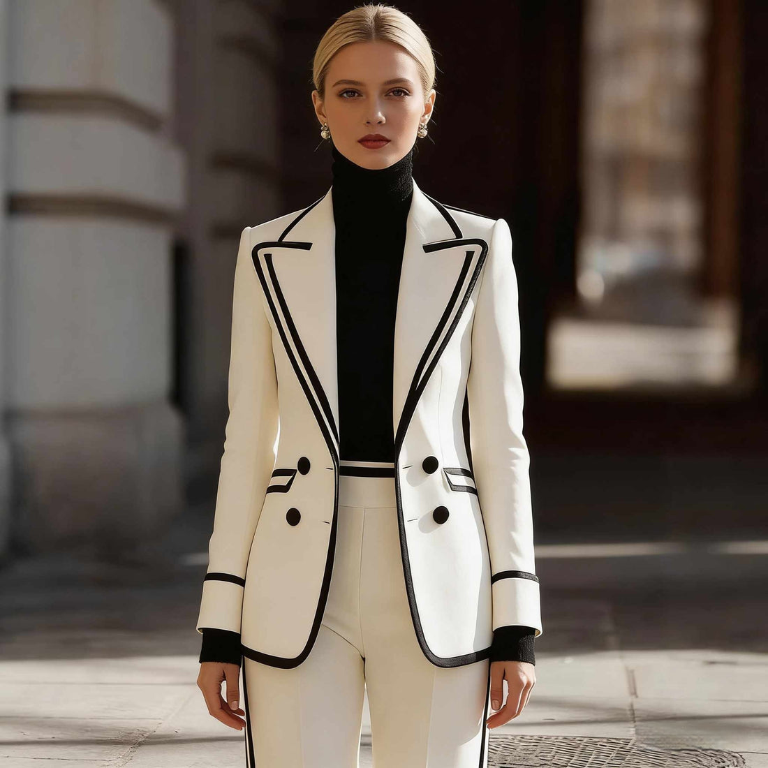 Long Sleeve Lapel Double Breasted Suit Jacket Casual Suit Pants Set Women Australia