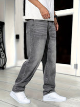 Denim Jeans – Straight Leg Washed Finish – Men's Casual Australia in Grey