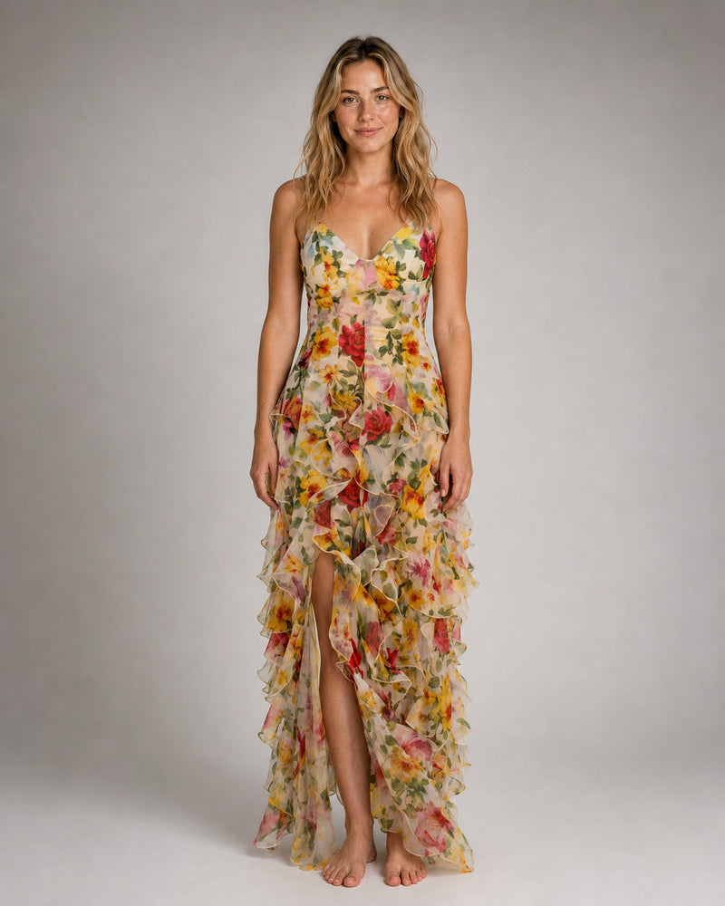 Cleo Tiered Maxi Dress | Women's V-Neck Occasion Gown