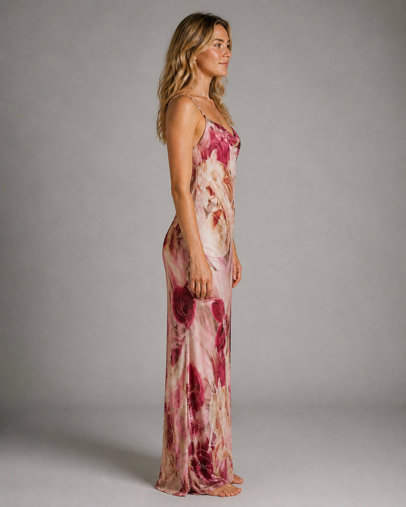 Ruby Cowl-Neck Maxi Dress | Women's Floral Bias-Cut Gown