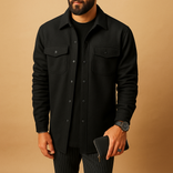 Flannel Shirt Jacket – Brushed Cotton Button-Up – Regular Fit – Men's Winter Casual Australia in Black