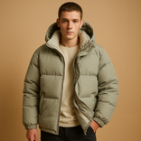 Puffer Jacket – Lightweight Quilted Hooded – Slim Fit – Men's Winter Outerwear Australia in Green