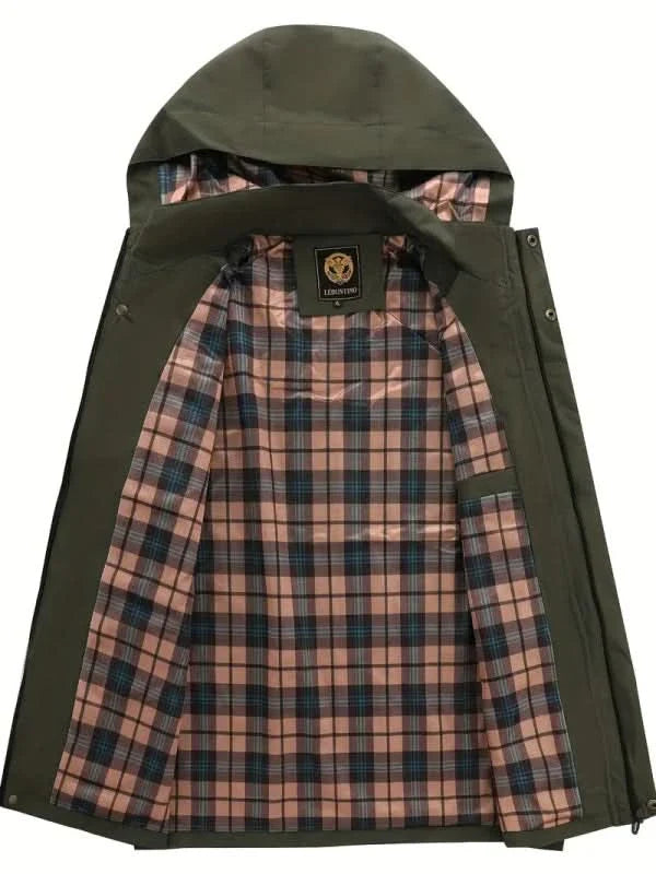 Windbreaker Jacket – Checkered Zip-Up Hooded – Regular Fit – Men's Winter Outerwear Australia