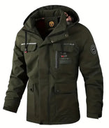 Windbreaker Jacket – Checkered Zip-Up Hooded – Regular Fit – Men's Winter Outerwear Australia in Green