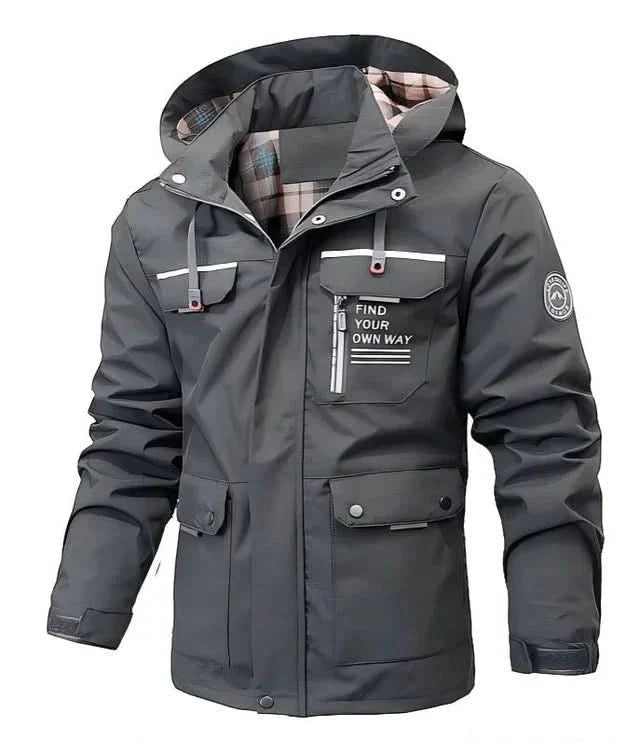 Windbreaker Jacket – Checkered Zip-Up Hooded – Regular Fit – Men's Winter Outerwear Australia