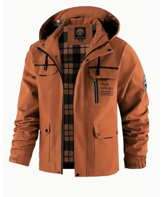 Windbreaker Jacket – Checkered Zip-Up Hooded – Regular Fit – Men's Winter Outerwear Australia