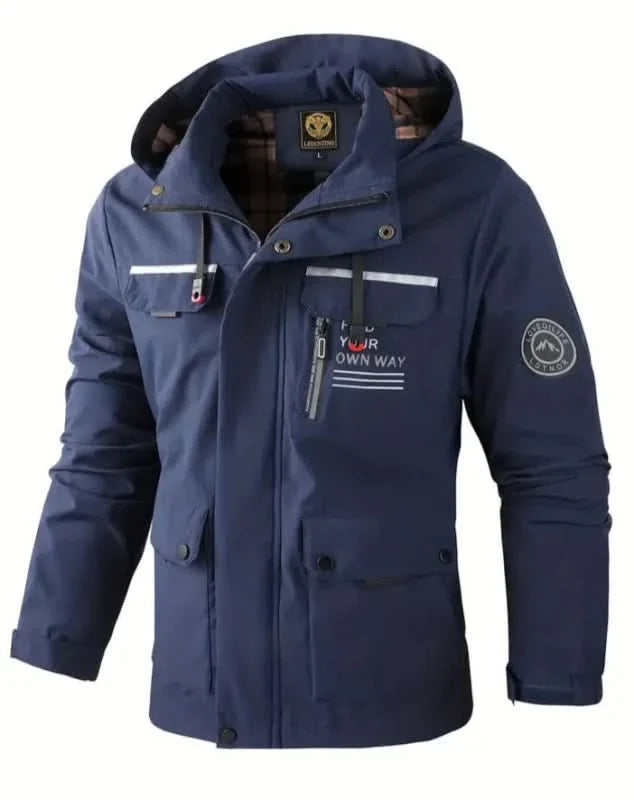 Windbreaker Jacket – Checkered Zip-Up Hooded – Regular Fit – Men's Winter Outerwear Australia