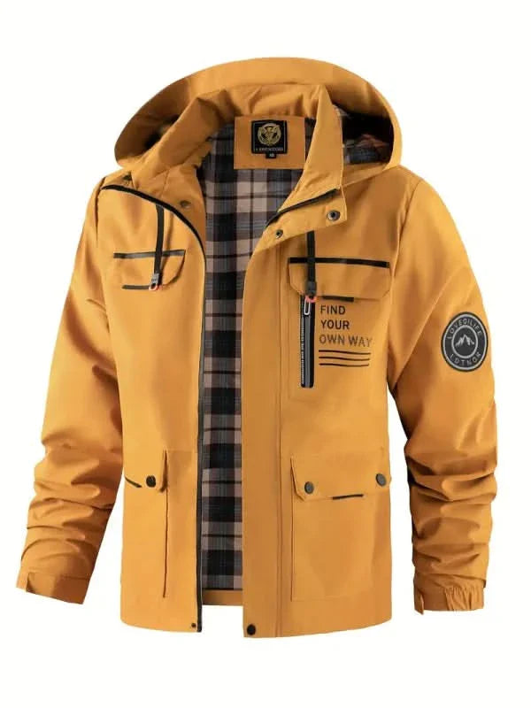 Windbreaker Jacket – Checkered Zip-Up Hooded – Regular Fit – Men's Winter Outerwear Australia