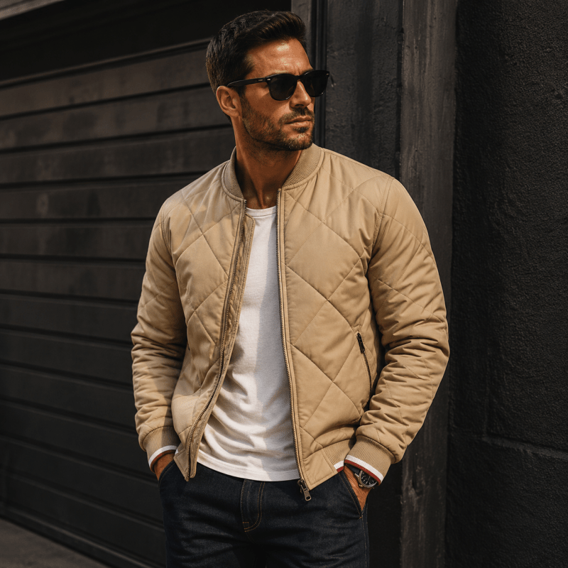 Quilted Jacket – Diamond Quilted Lightweight – Slim Fit – Men's Smart Casual Outerwear Australia
