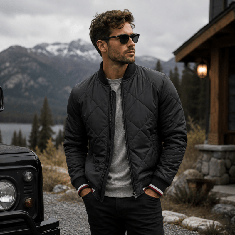 Quilted Jacket – Diamond Quilted Lightweight – Slim Fit – Men's Smart Casual Outerwear Australia