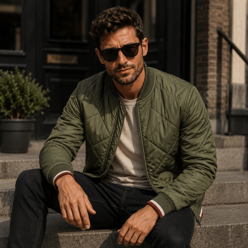 Quilted Jacket – Diamond Quilted Lightweight – Slim Fit – Men's Smart Casual Outerwear Australia