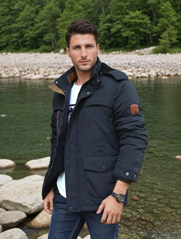 Winter Jacket – Fleece-Lined Showerproof Detachable Hood – Regular Fit – Men's Winter Outerwear Australia