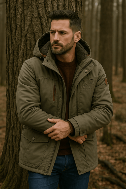 Winter Jacket – Fleece-Lined Showerproof Detachable Hood – Regular Fit – Men's Winter Outerwear Australia