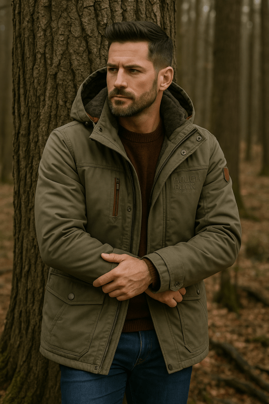 Winter Jacket – Fleece-Lined Showerproof Detachable Hood – Regular Fit – Men's Winter Outerwear Australia