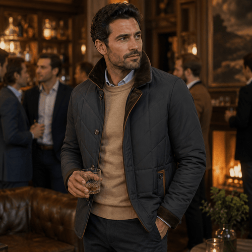 Quilted Jacket – Faux Fur Collar Tailored – Regular Fit – Men's Winter Outerwear Australia