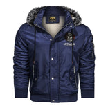 Bomber Jacket – Insulated Faux Fur Hood – Regular Fit – Men's Winter Outerwear Australia in Blue