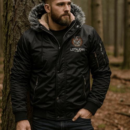 Bomber Jacket – Insulated Faux Fur Hood – Regular Fit – Men's Winter Outerwear Australia