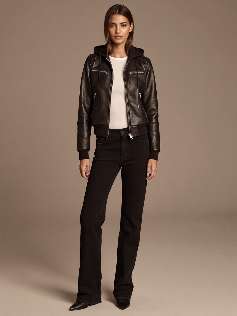 Women's Faux Leather Jacket – Water-Resistant Hooded – Winter Australia