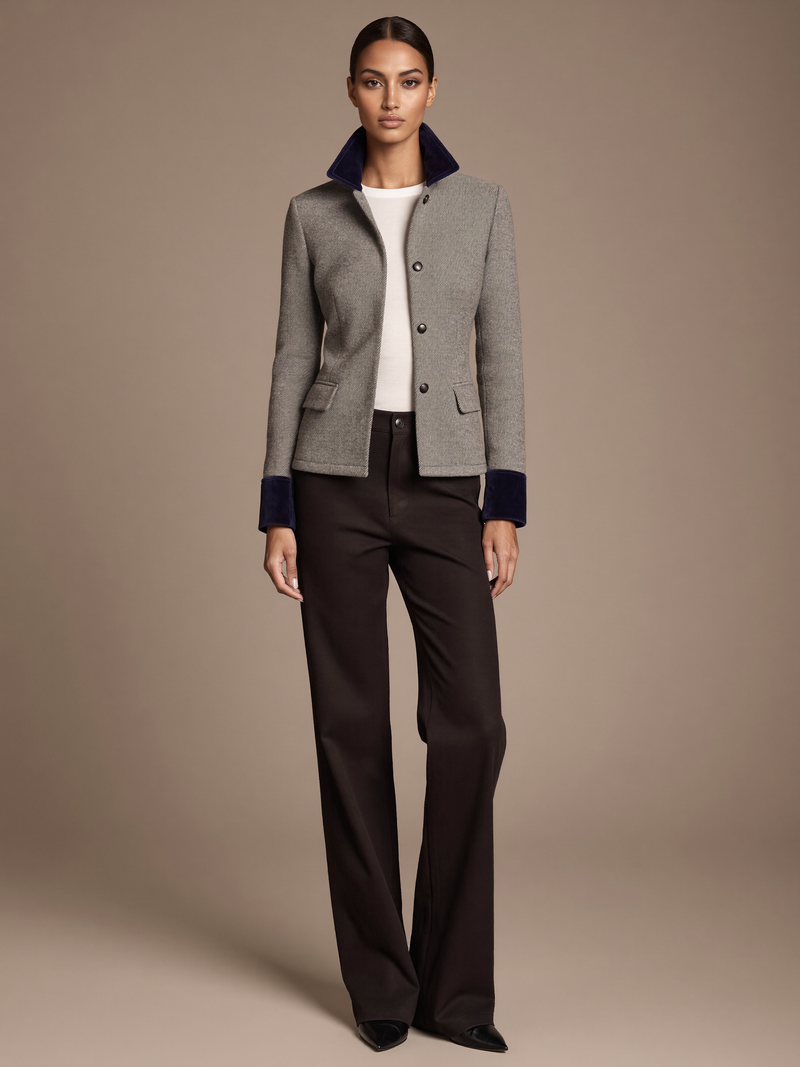 Women's Structured Jacket – Boxy Stand Collar – Smart Casual Australia