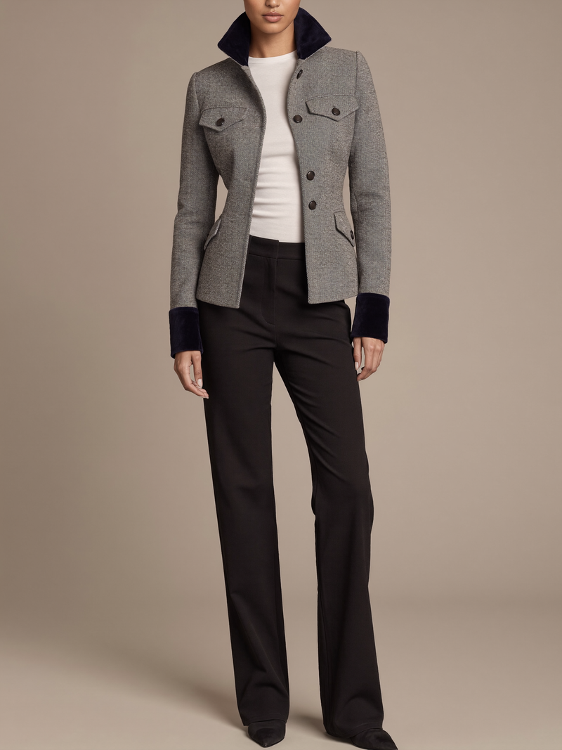 Women's Structured Jacket – Boxy Stand Collar – Smart Casual Australia