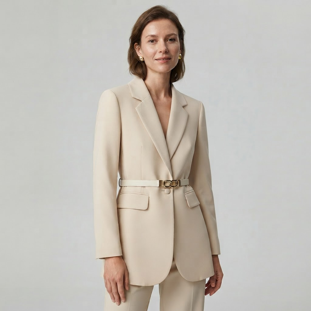 Haldon Mills Women's Mid-Length Suit Coat | Tailored Cinched-Waist Blazer Jacket