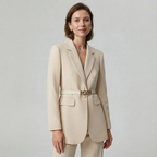 Haldon Mills Women's Mid-Length Suit Coat | Tailored Cinched-Waist Blazer Jacket