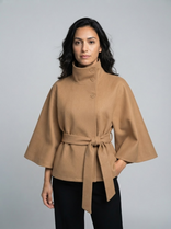 Women's Wrap Jacket – Warm Structured Collar – Winter Australia in Khaki