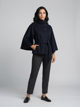 Women's Wrap Jacket – Warm Structured Collar – Winter Australia in Blue