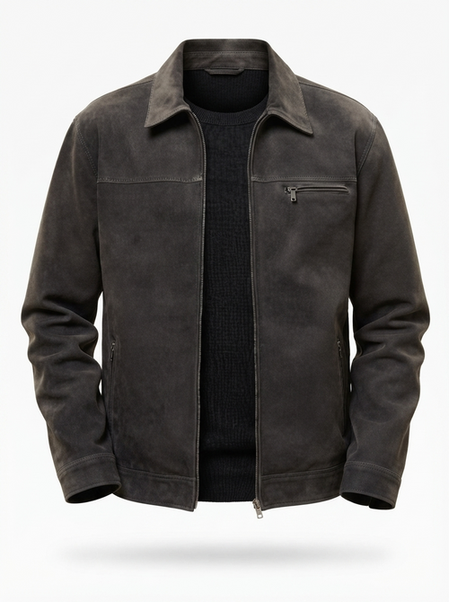 Leather Jacket – Genuine Zip-Up Minimalist – Regular Fit – Men's Casual Outerwear Australia