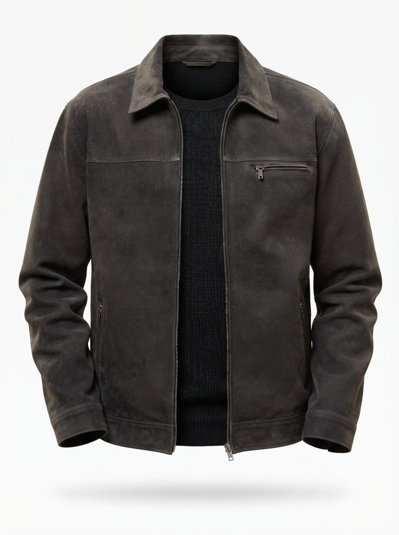 Leather Jacket – Genuine Zip-Up Minimalist – Regular Fit – Men's Casual Outerwear Australia