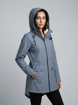 Women's Raincoat – Fleece-Lined Water-Repellent – Winter Australia in Light blue