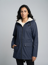 Women's Raincoat – Fleece-Lined Water-Repellent – Winter Australia in Dark blue