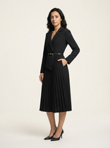 Blazer Midi Dress – Pleated Belted – Women's Tailored Workwear Australia in Black