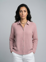 Women's Long Cardigan – Soft Knit Button-Front – Autumn Winter Australia in Pink