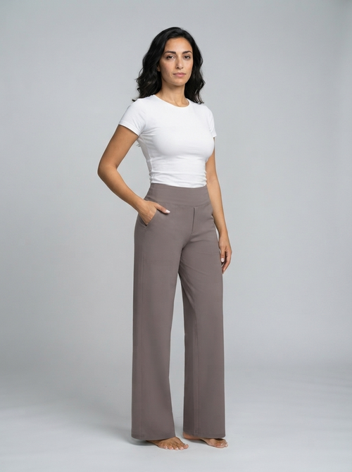Women's Stretch Trousers – High-Waist Elastic – Office Casual Australia