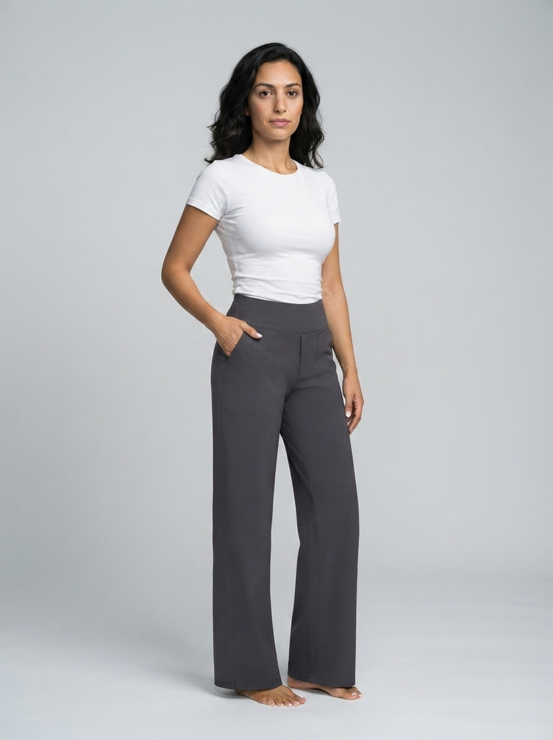 Women's Stretch Trousers – High-Waist Elastic – Office Casual Australia