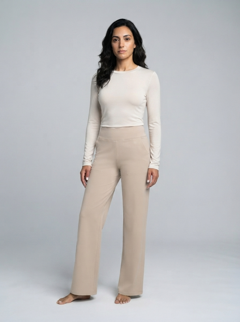 Women's Stretch Trousers – High-Waist Elastic – Office Casual Australia