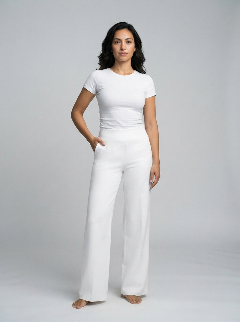 Women's Stretch Trousers – High-Waist Elastic – Office Casual Australia