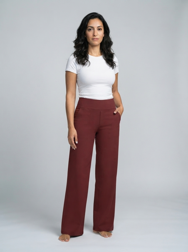 Women's Stretch Trousers – High-Waist Elastic – Office Casual Australia