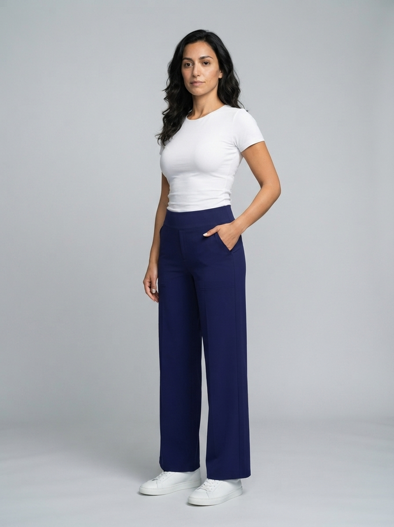 Women's Stretch Trousers – High-Waist Elastic – Office Casual Australia