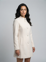 Women's Wool Blend Coat – Tailored Stand Collar – Winter Australia in Cream