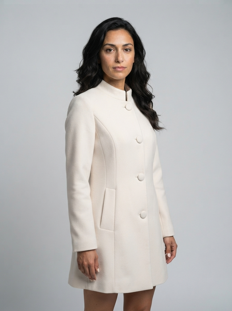 Women's Wool Blend Coat – Tailored Stand Collar – Winter Australia
