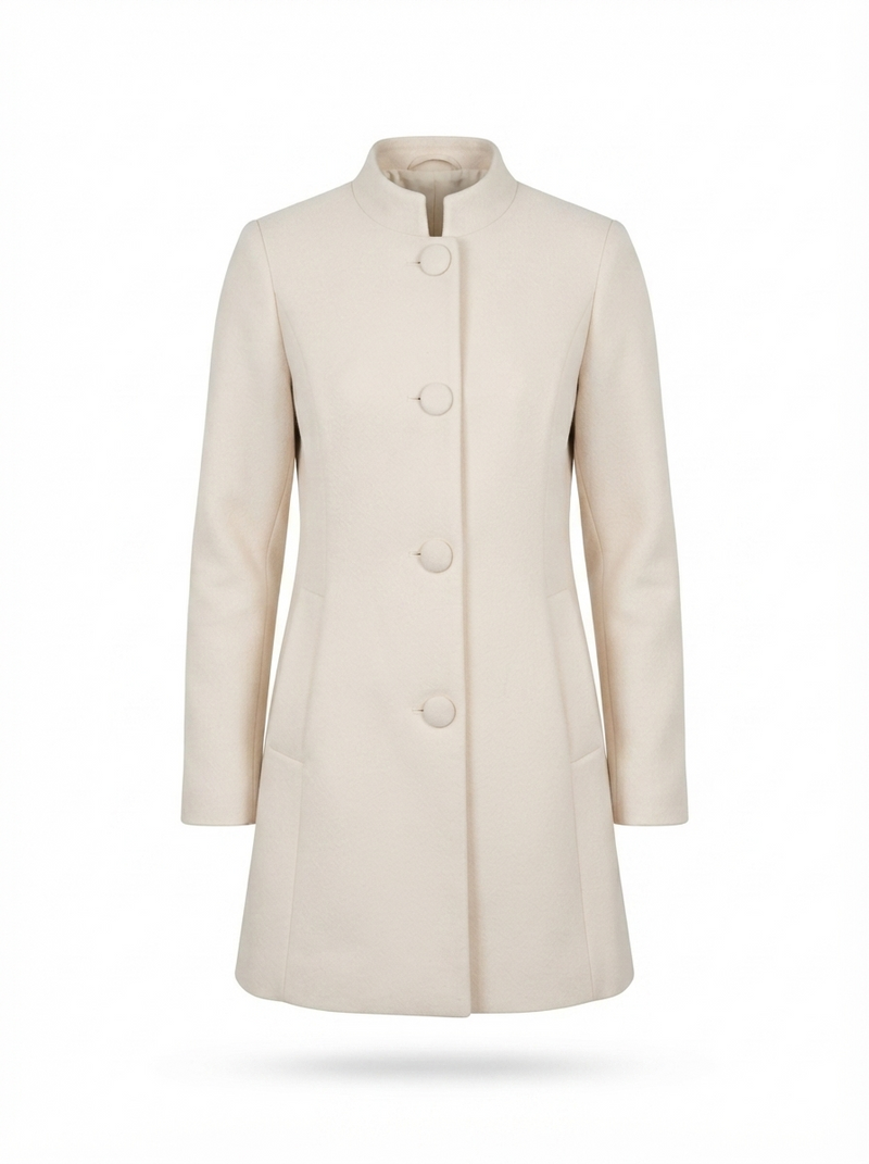 Women's Wool Blend Coat – Tailored Stand Collar – Winter Australia