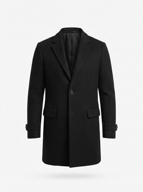 Wool Overcoat – Notched Lapel Long Length – Tailored Fit – Men's Winter Coat Australia