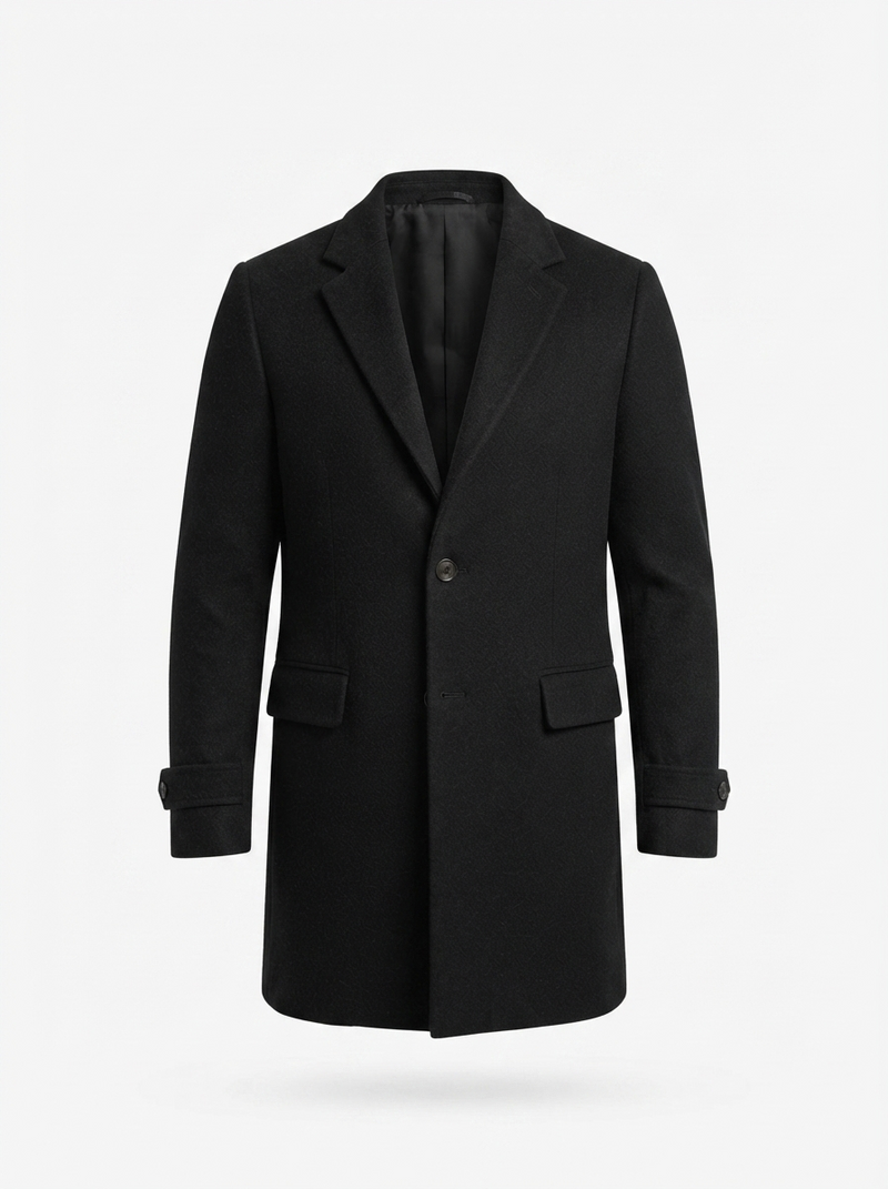 Wool Overcoat – Notched Lapel Long Length – Tailored Fit – Men's Winter Coat Australia