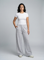 Women's Jogging Pants – Wide-Leg Soft Fabric – Relaxed Fit Australia in Light Gray