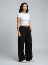 Women's Jogging Pants – Wide-Leg Soft Fabric – Relaxed Fit Australia in Black