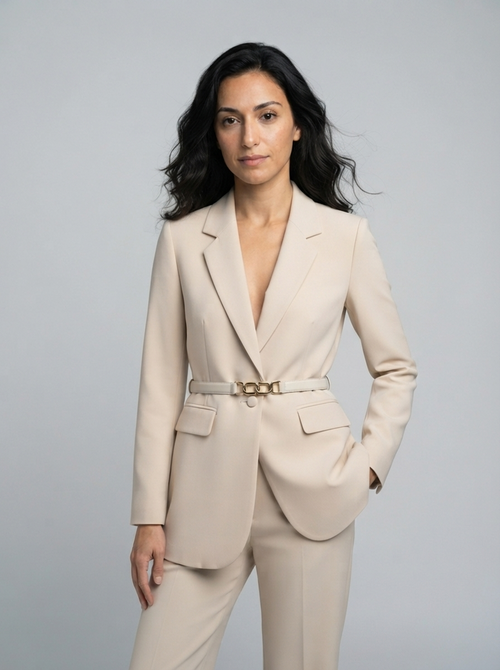 Haldon Mills Women's Mid-Length Suit Coat | Tailored Cinched-Waist Blazer Jacket