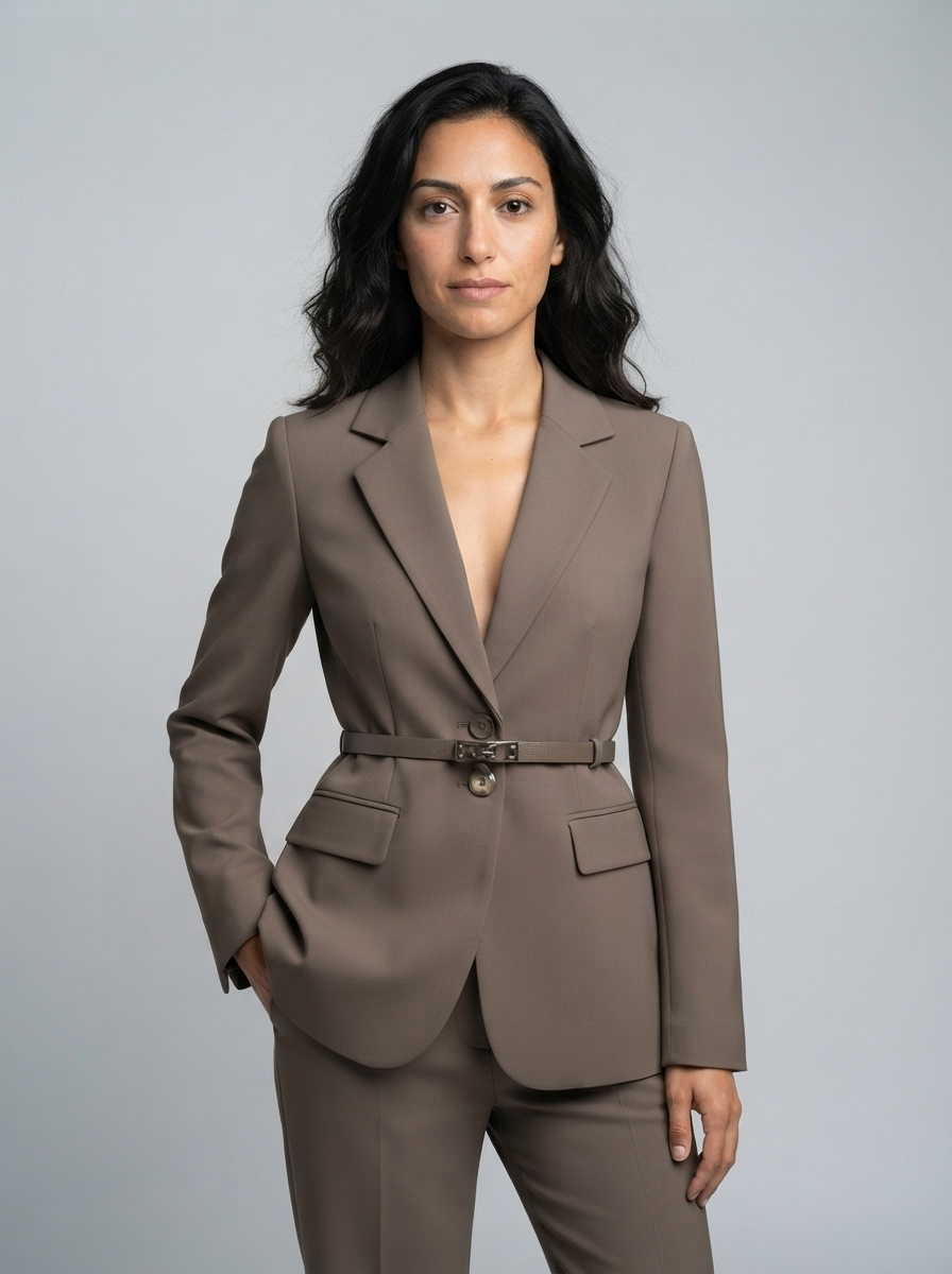 Haldon Mills Women's Mid-Length Suit Coat | Tailored Cinched-Waist Blazer Jacket